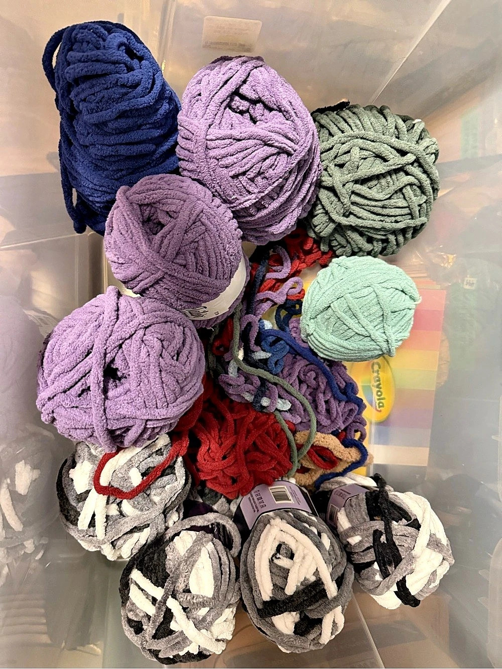 Bernat Blanket Yarn Lot Purple & Gray Polyester
